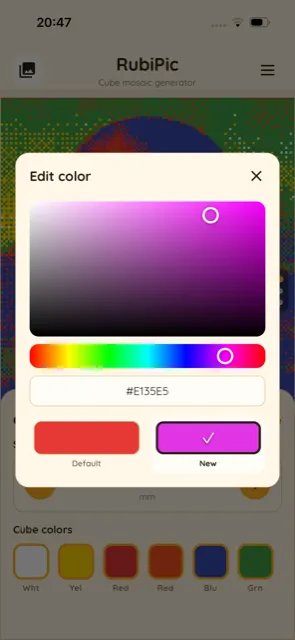 HSV and HEX cube color picker