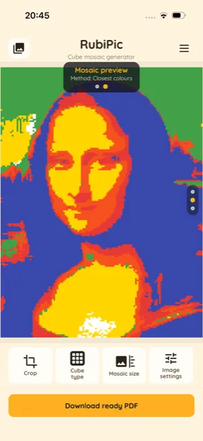 Mosaic preview generated with the Closest colours method