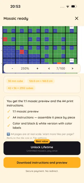 Color print of the mosaic instructions